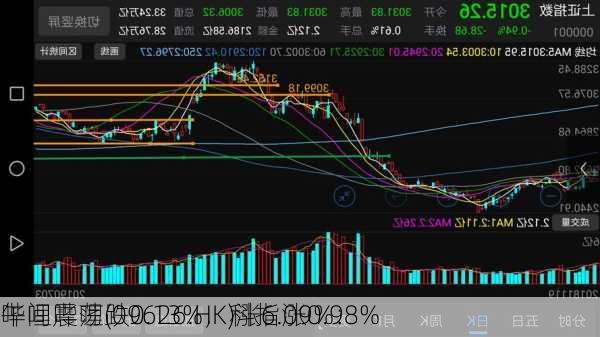 哔哩哔哩(09626.HK)涨6.09%：
午间震荡跌0.13%，科指涨0.98%