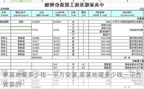 家装地暖多少钱一平方安装,家装地暖多少钱一平方安装的