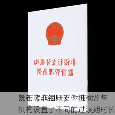 
发布《非银行支付机构监督
条例实施细则》 对支付机构设置了不同的过渡期时长