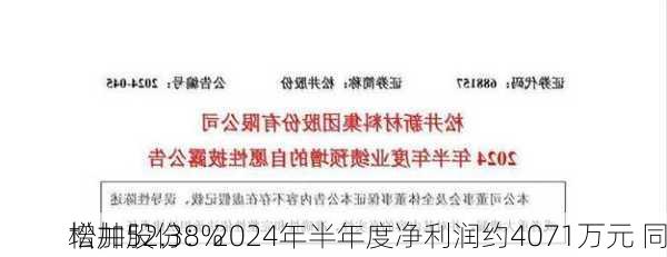 松井股份：2024年半年度净利润约4071万元 同
增加52.38%