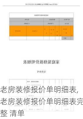 老房装修报价单明细表,老房装修报价单明细表完整 清单