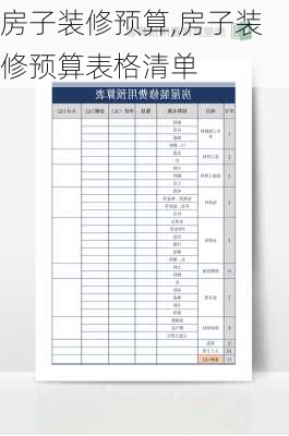 房子装修预算,房子装修预算表格清单