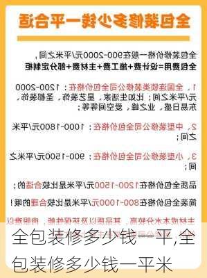 全包装修多少钱一平,全包装修多少钱一平米